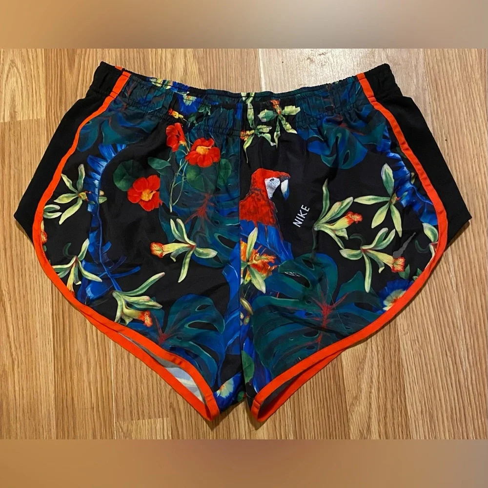 Nike Dri-Fit Women's Tropical Black and Red Shorts - Picture 1 of 4